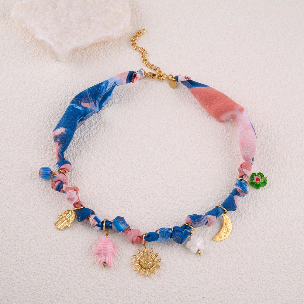 ARIA - Collier bleuet breloque
