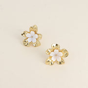 MOANA - Boucles d’oreilles fleur nacré et en Acier Inoxydable