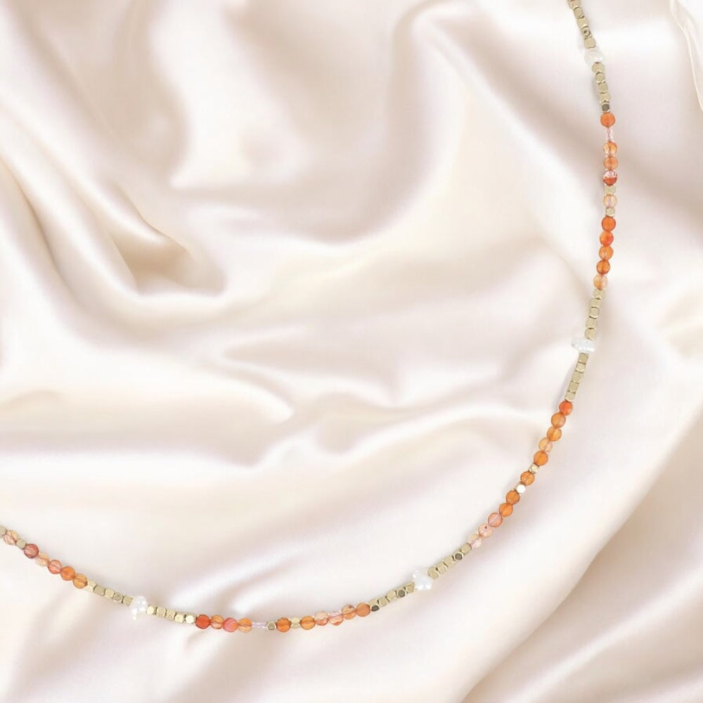 Collier en Acier Inoxydable et agate rouge - BIANCA