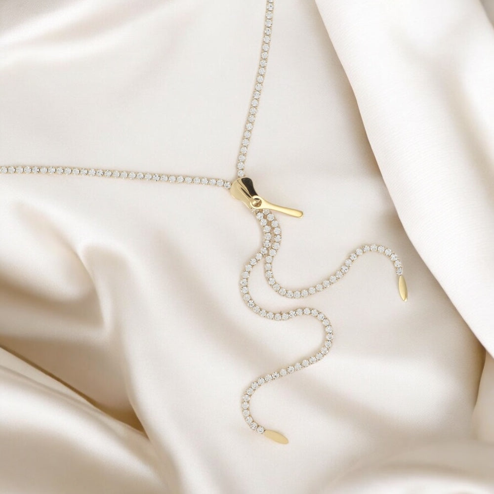Dos nu- Collier de dos en strass et en Acier Inoxydable