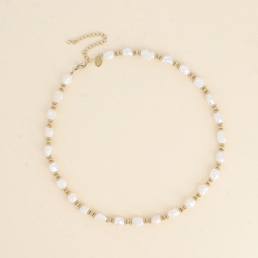 CLÉA - Collier en Perles d’eau douce et en Acier Inoxydable