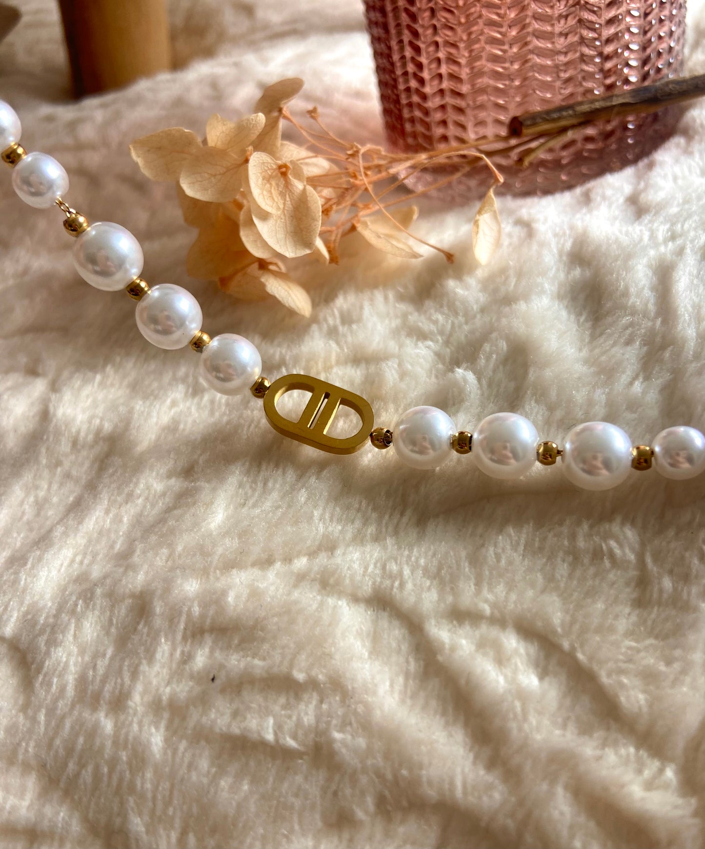 Lise - Bracelet d’été en perles et double D en Acier Inoxydable