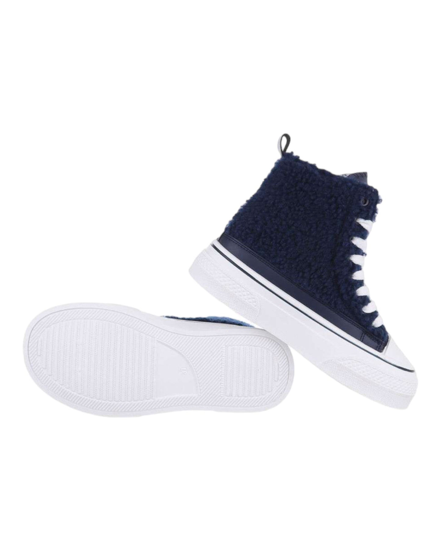 Chaussures style converse Bleu marine à semelles compensés - NuptiaLove