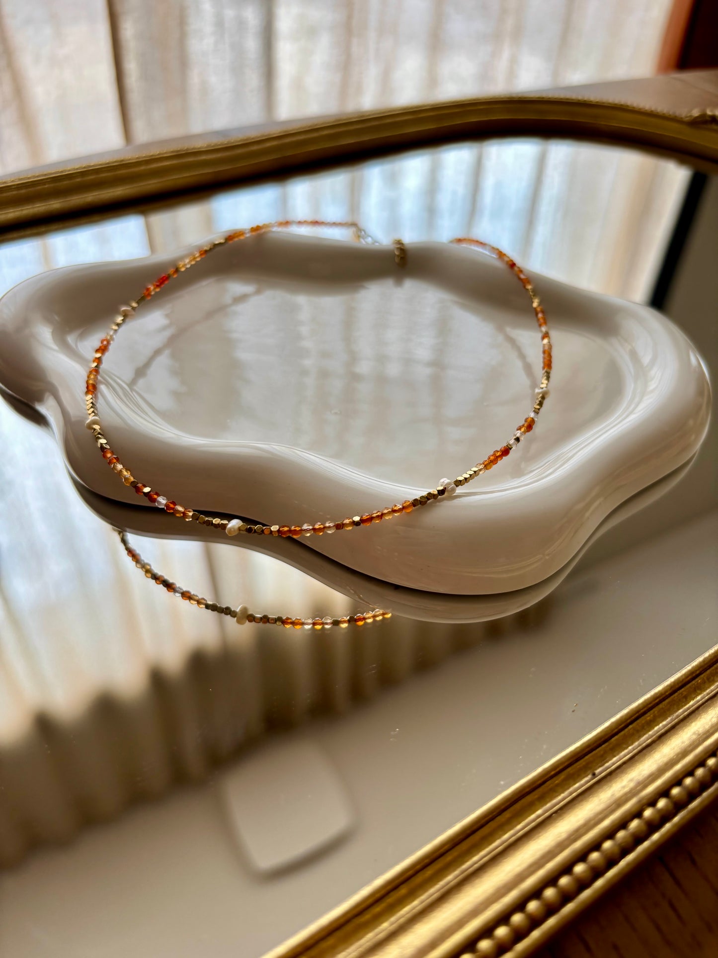 Collier en Acier Inoxydable et agate rouge - BIANCA