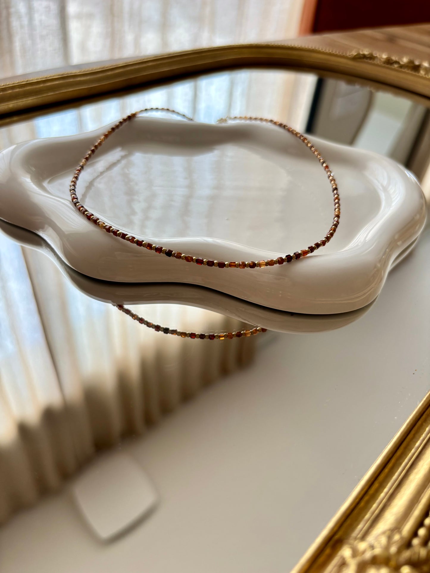 Collier en Pierre Cornaline et Acier Inoxydable - CAPUCINE