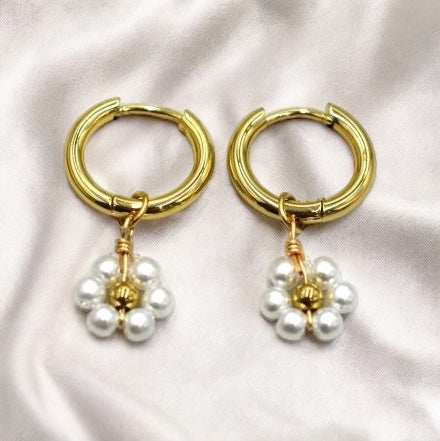 Pivoine - Boucles d’oreilles fleur en Acier Inoxydable
