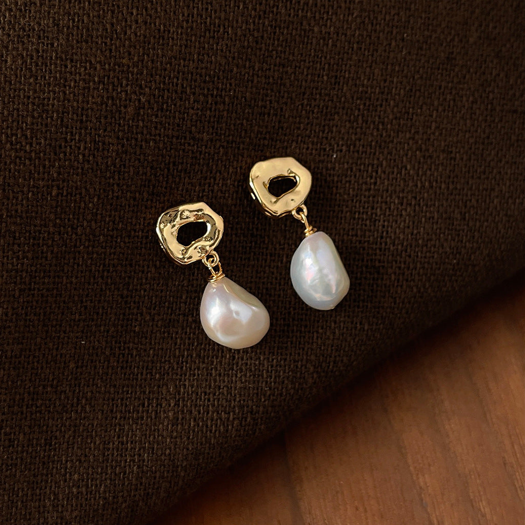 AMALIA-Boucles d’oreilles en Acier Inoxydable avec perles d’eau douce
