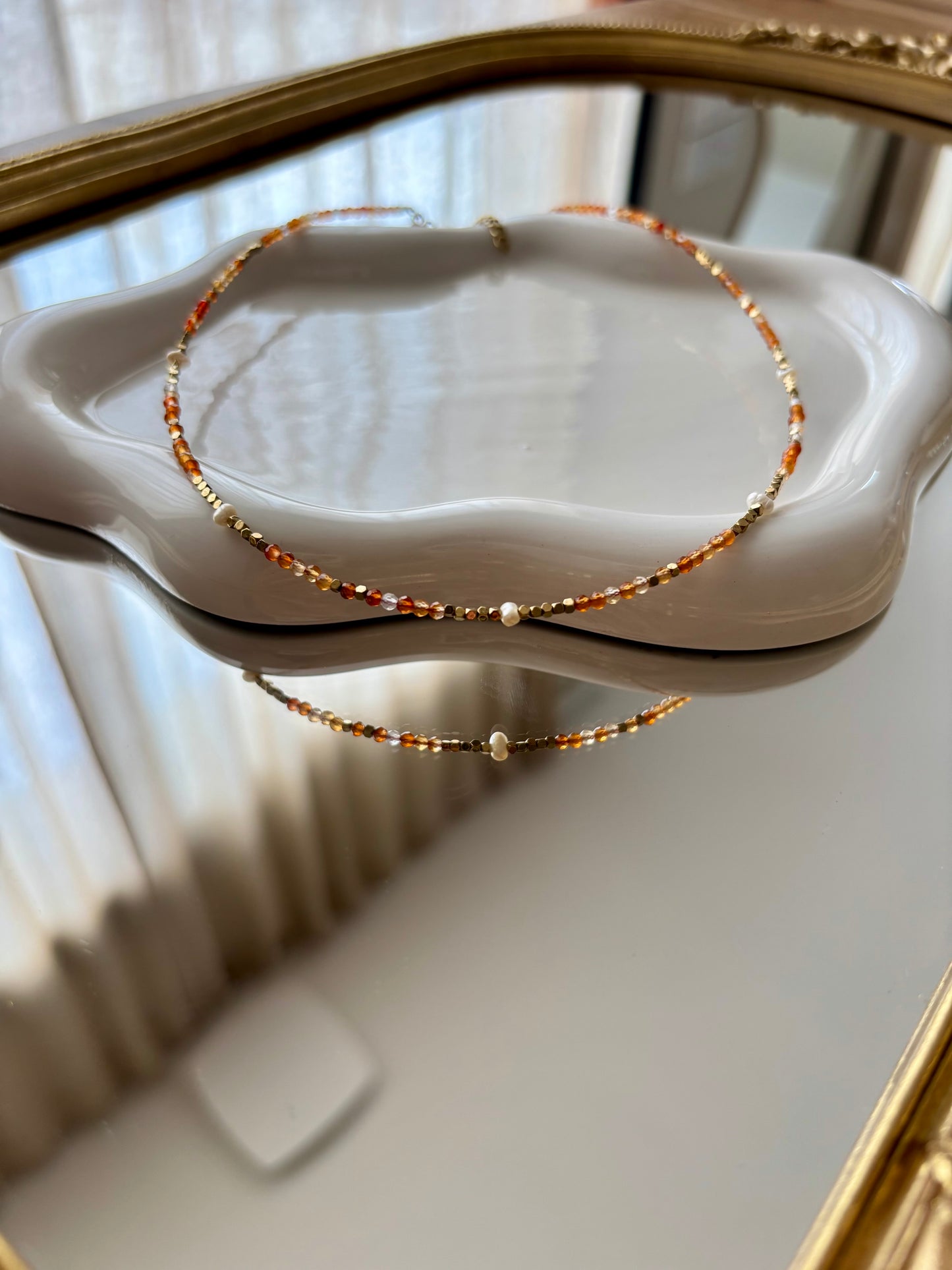Collier en Acier Inoxydable et agate rouge - BIANCA