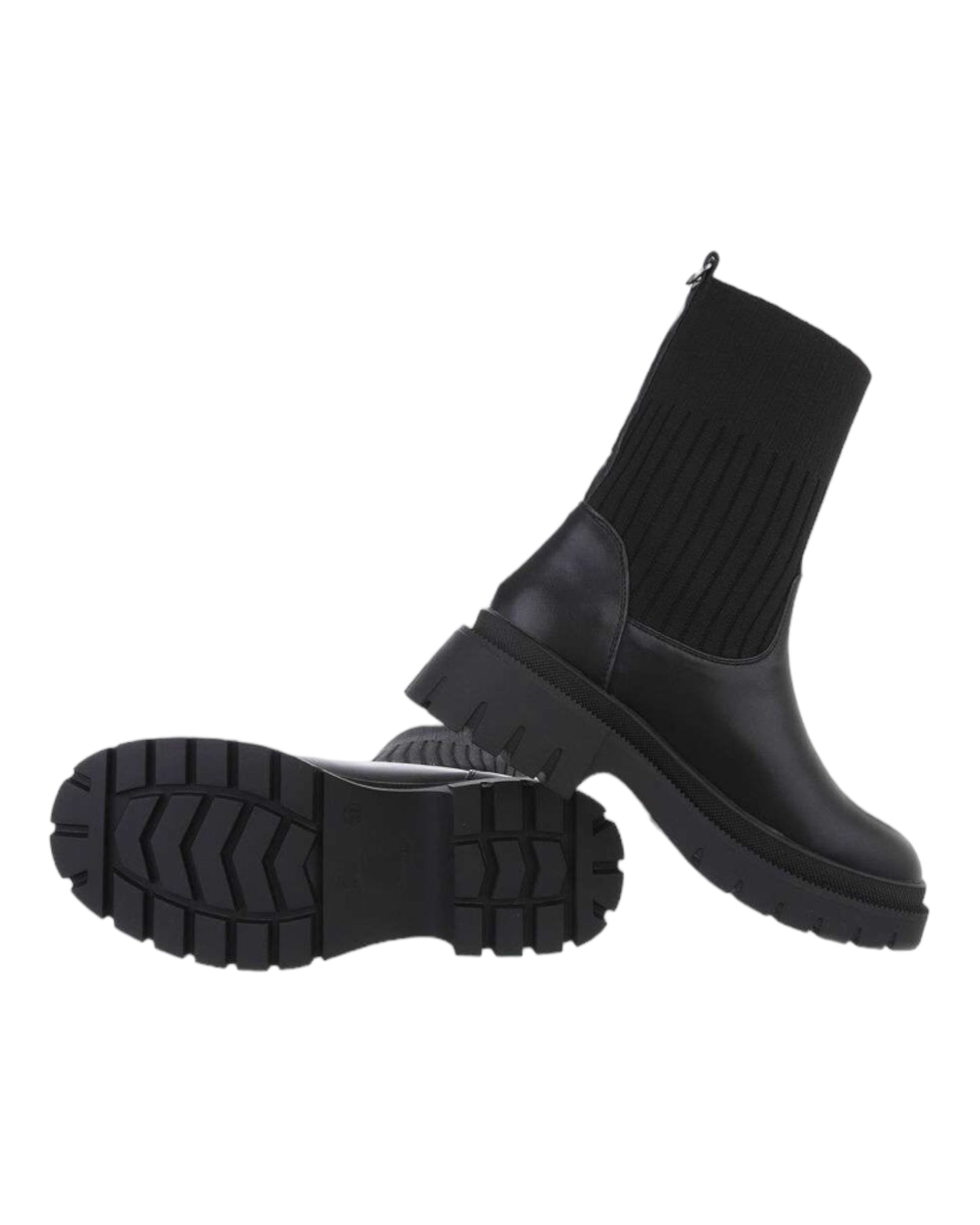Bottines Noir à semelles compensés chaussette - NuptiaLove