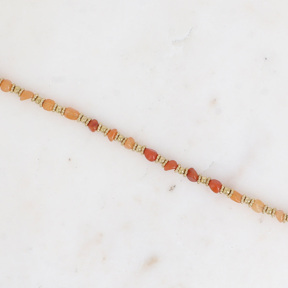 CLÉA - Bracelet en Pierre de Soleil et en Acier Inoxydable