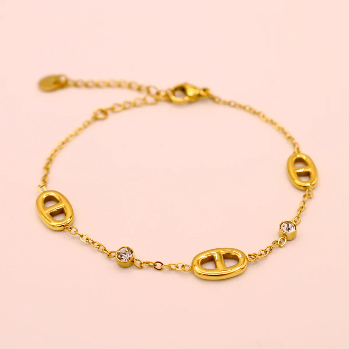 Bella - Bracelet double D à strass et en Acier Inoxydable