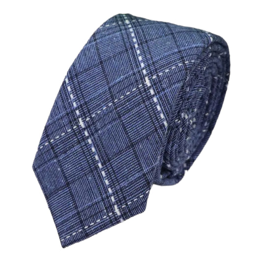 Cravates fines slim à carreaux Bleu pour Hommes