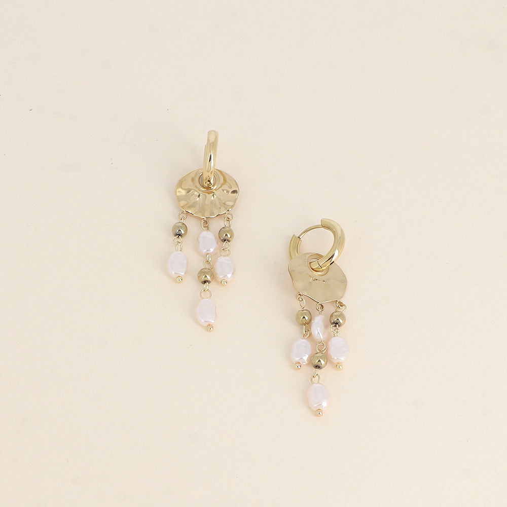 ONDINE - Boucles d’oreilles en perles d’eau douce et en Acier Inoxydable