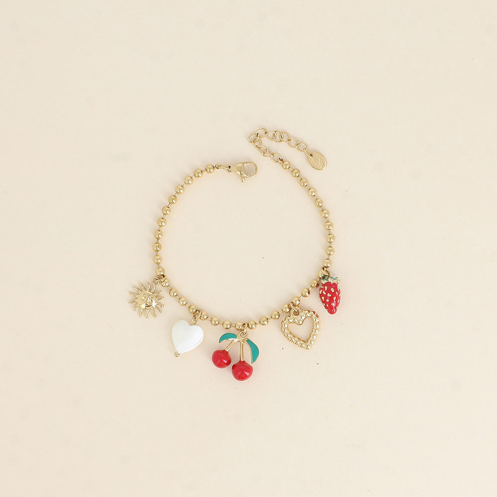 CERISE - Bracelet cerise breloque en Acier Inoxydable