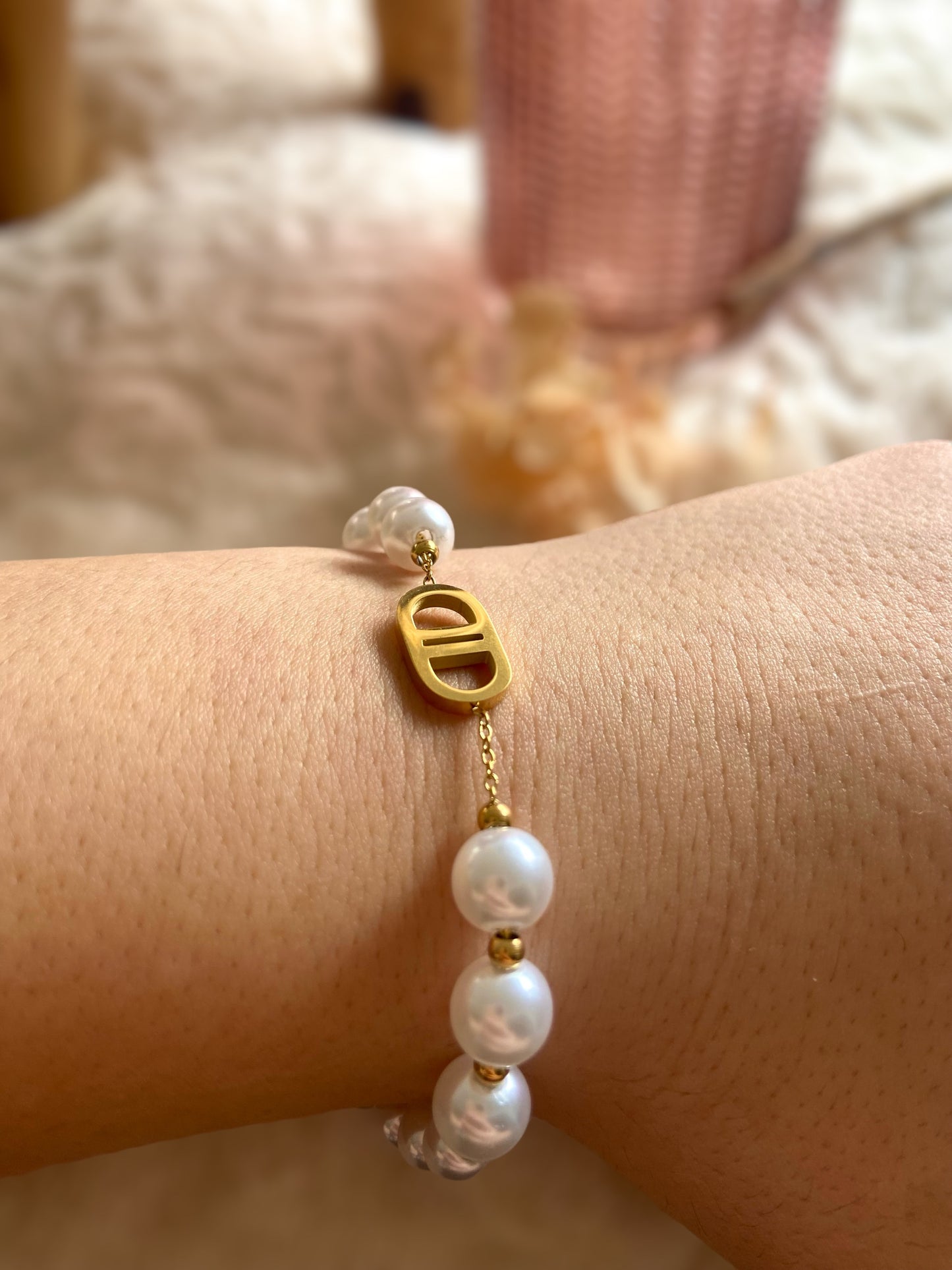 Lise - Bracelet d’été en perles et double D en Acier Inoxydable