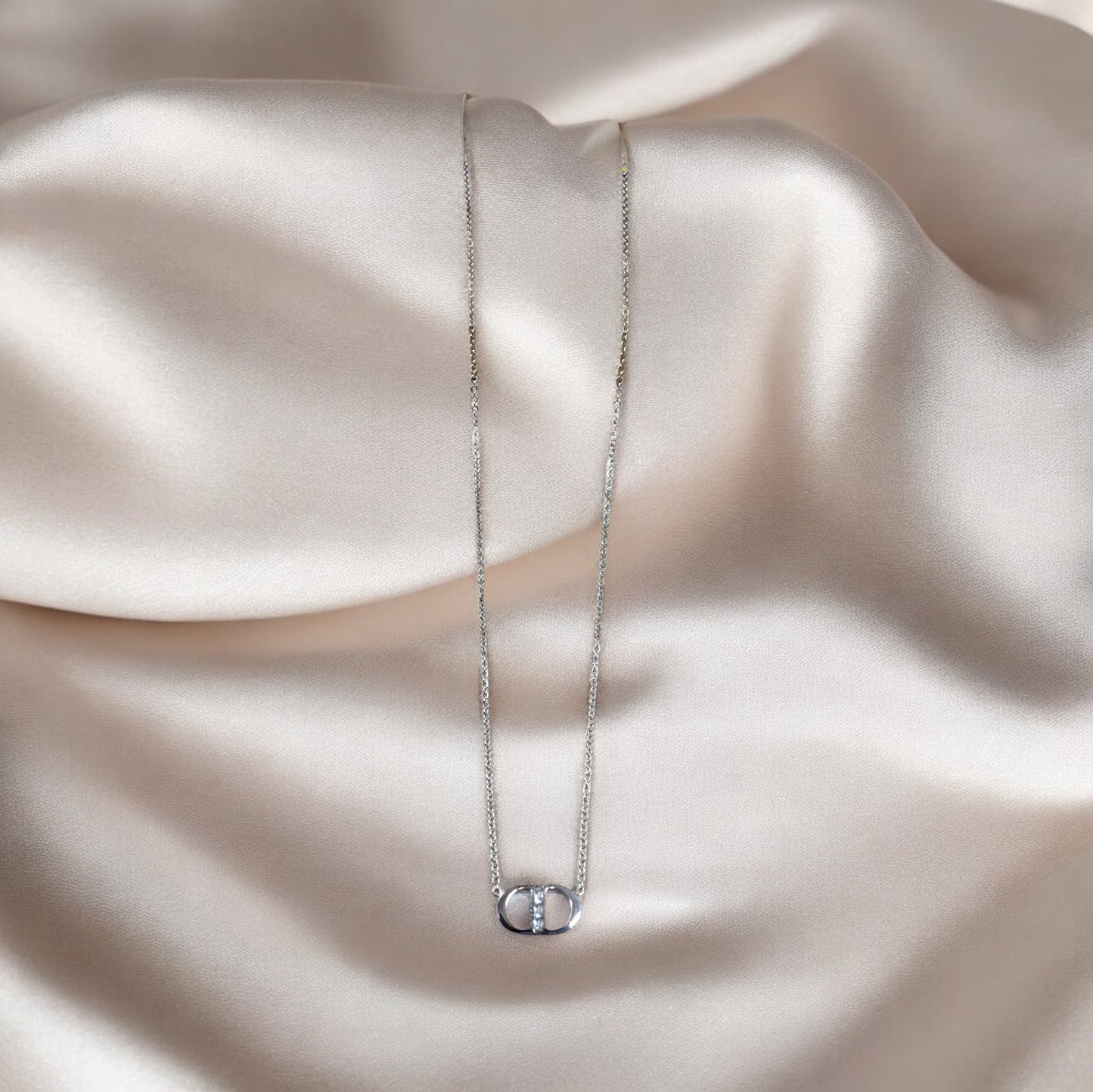 Dylina - Collier double D avec strass en Acier Inoxydable