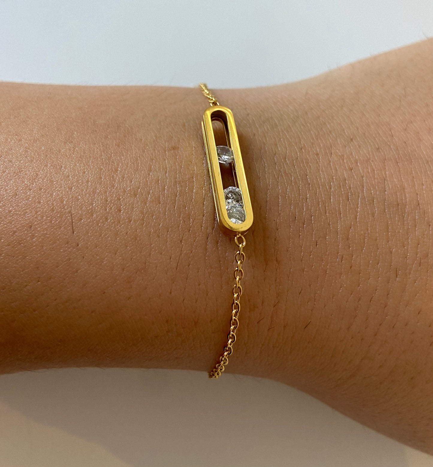 Jade-Bracelet Rectangle avec Zircon en Plaqué Or 18K et Acier inoxydable - NuptiaLove