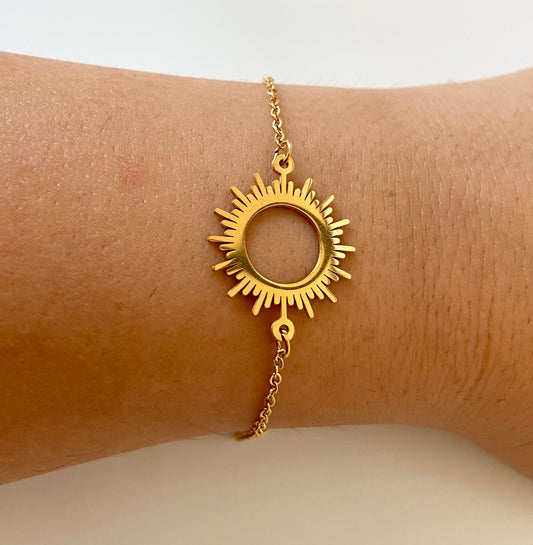 Félicie-Bracelet en forme de Soleil en Plaqué Or et en Acier Inoxydable - NuptiaLove