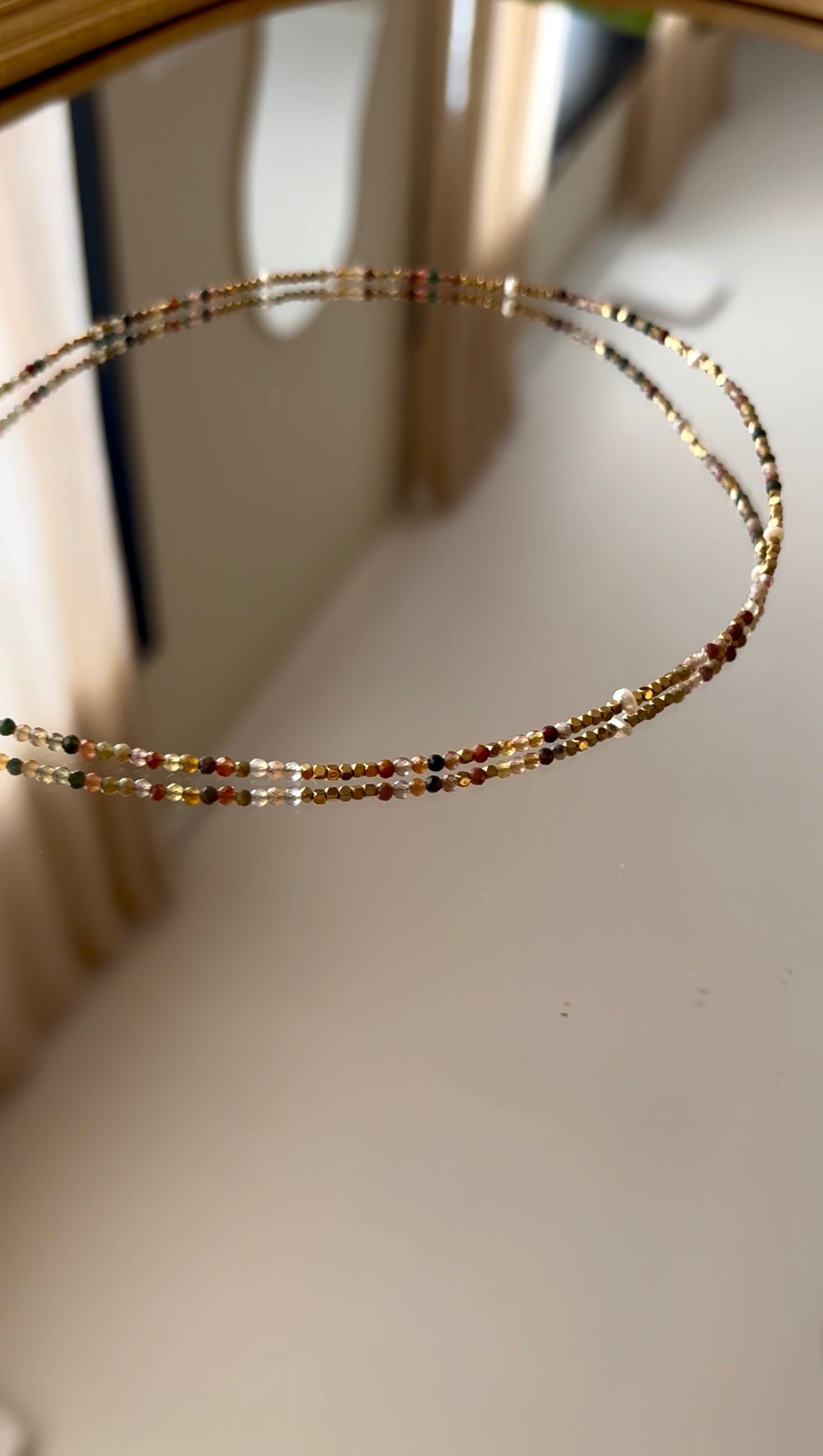 AKASYA - Collier en Pierre Naturelle Agate indien et en perles d’eau douce en Acier Inoxydable