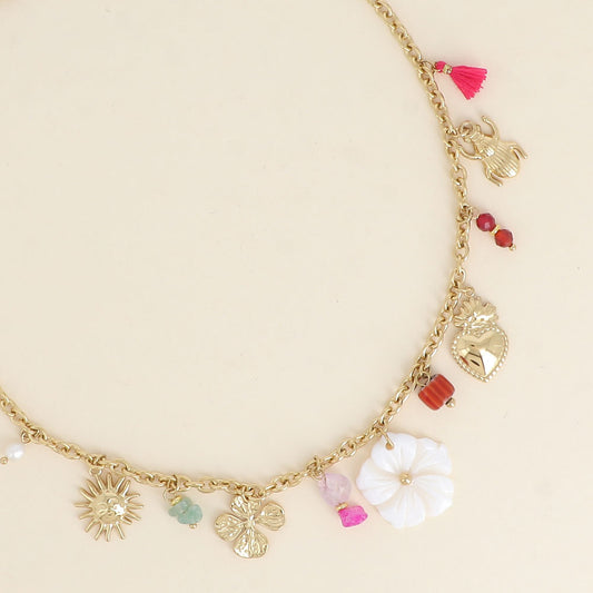 TAHITI - Collier à charms breloques en Acier Inoxydable