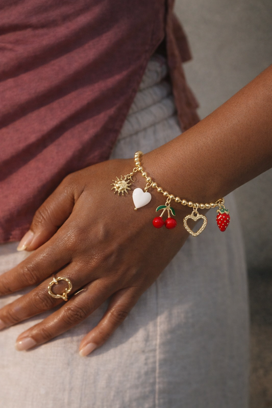 CERISE - Bracelet cerise breloque en Acier Inoxydable