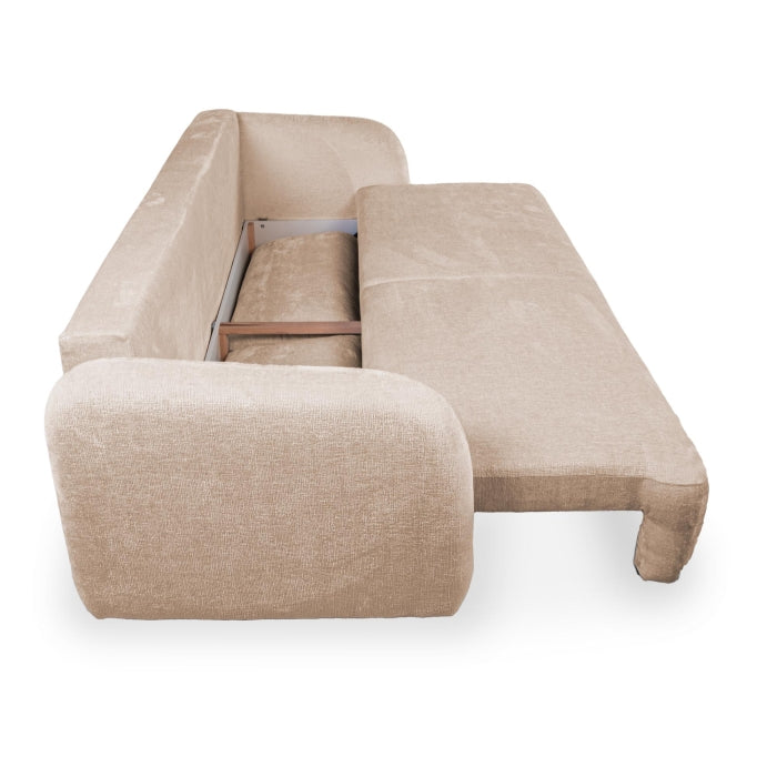 Canapé Fixe Convertible en Tissu doux Beige - OXY