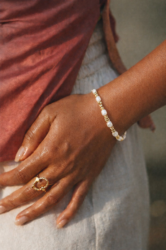 CLÉA - Bracelet en Perles d’eau douces et en Acier Inoxydable