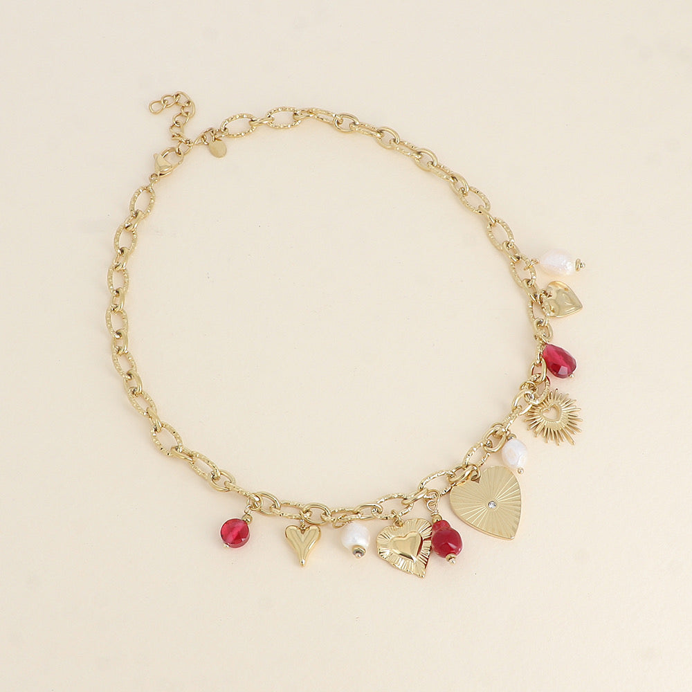 LOVE - Collier cœur à charms breloques en Acier Inoxydable