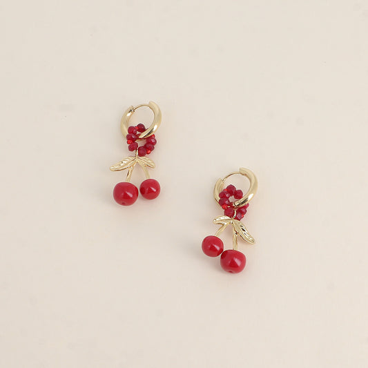 CERISE - Boucles d’oreilles cerise en Acier Inoxydable