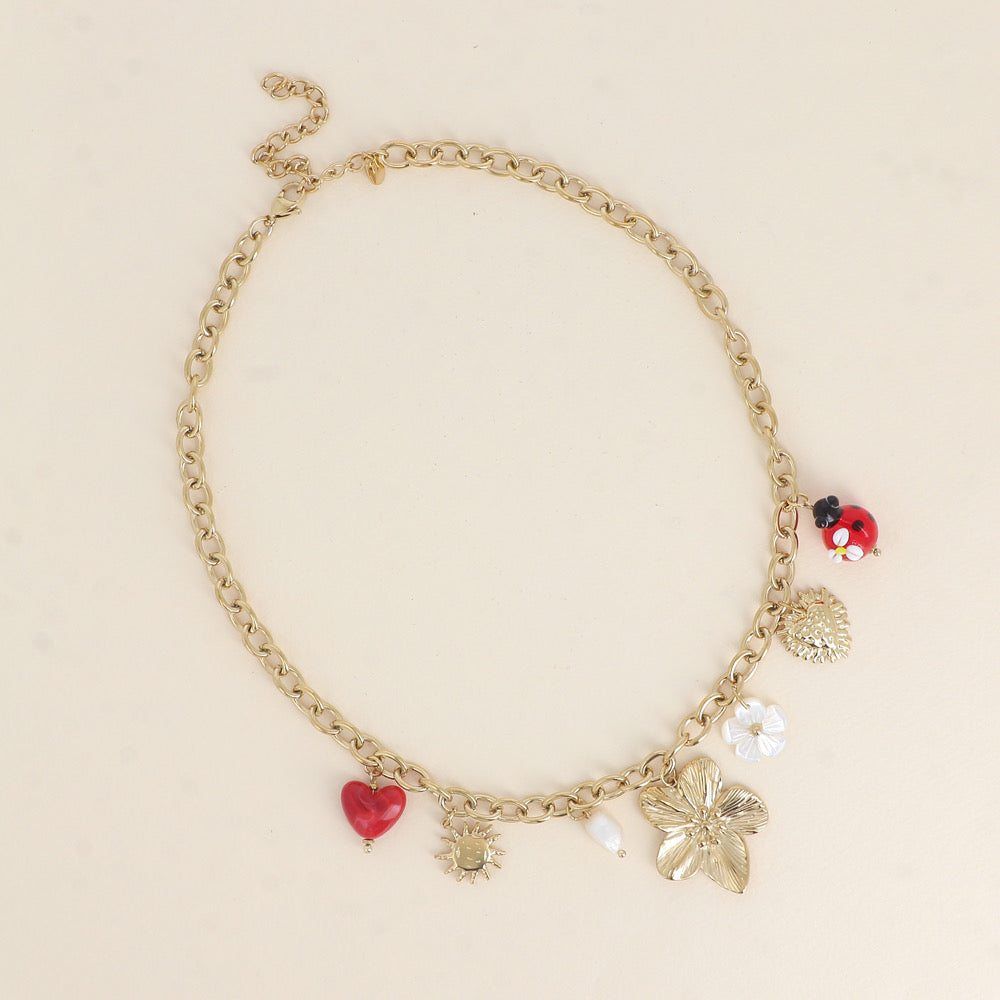 CINEL - Collier à charms breloques en Acier Inoxydable