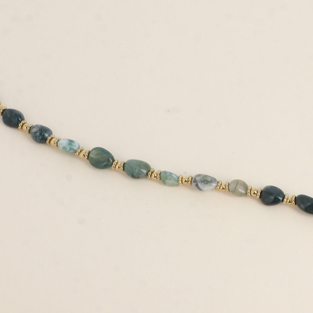 CLÉA - Bracelet en Agathe mousse et en Acier Inoxydable