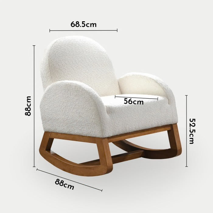 Fauteuil à bascule effet mouton blanc et bois - SAKI