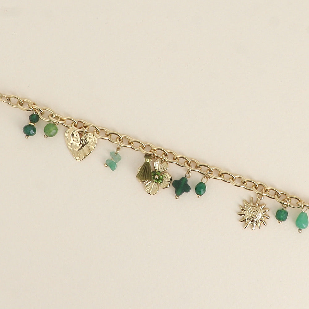 JASPE - Bracelets breloques et pierres vertes en Acier Inoxydable