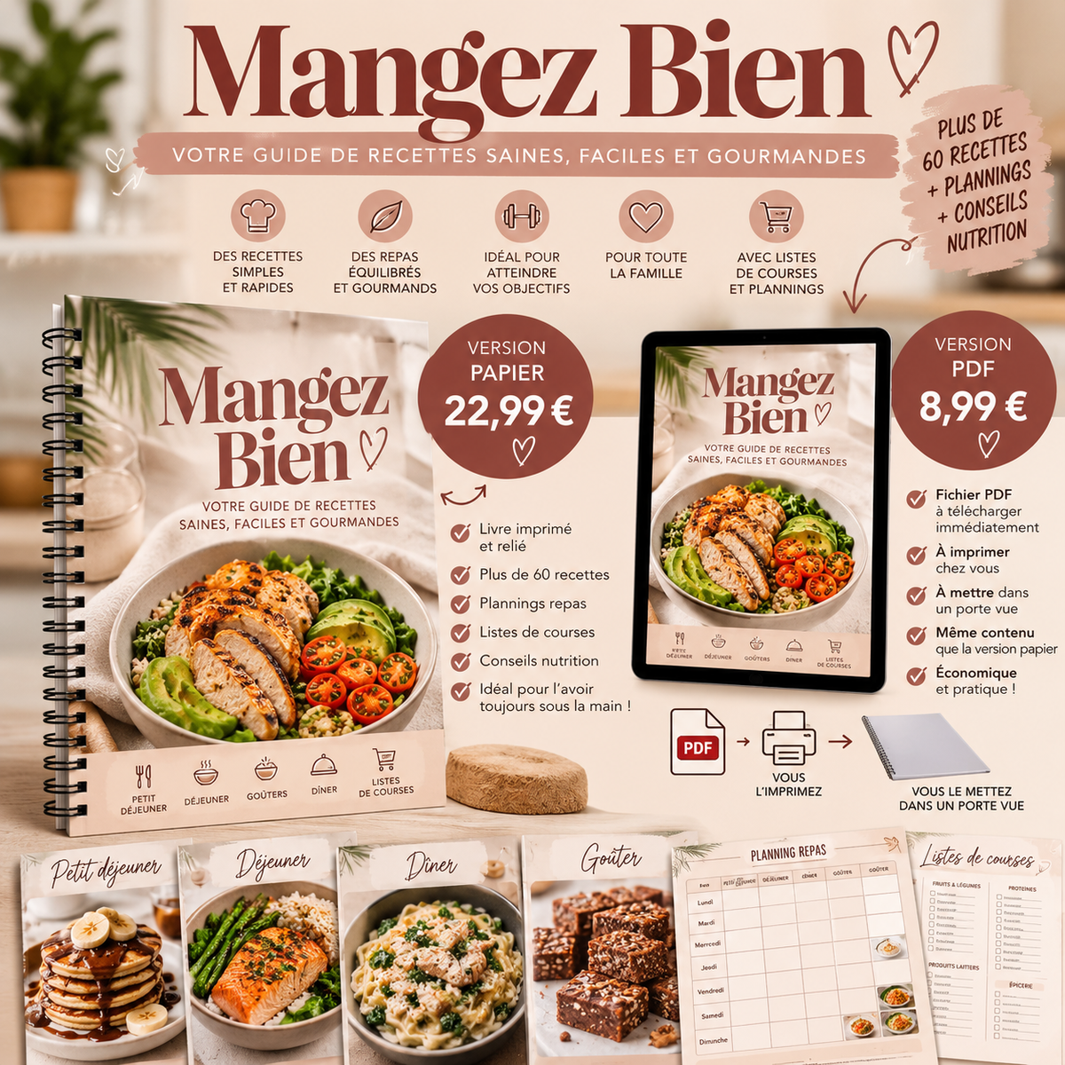 MANGEZ BIEN - 60 recettes en PDF ou en Livre