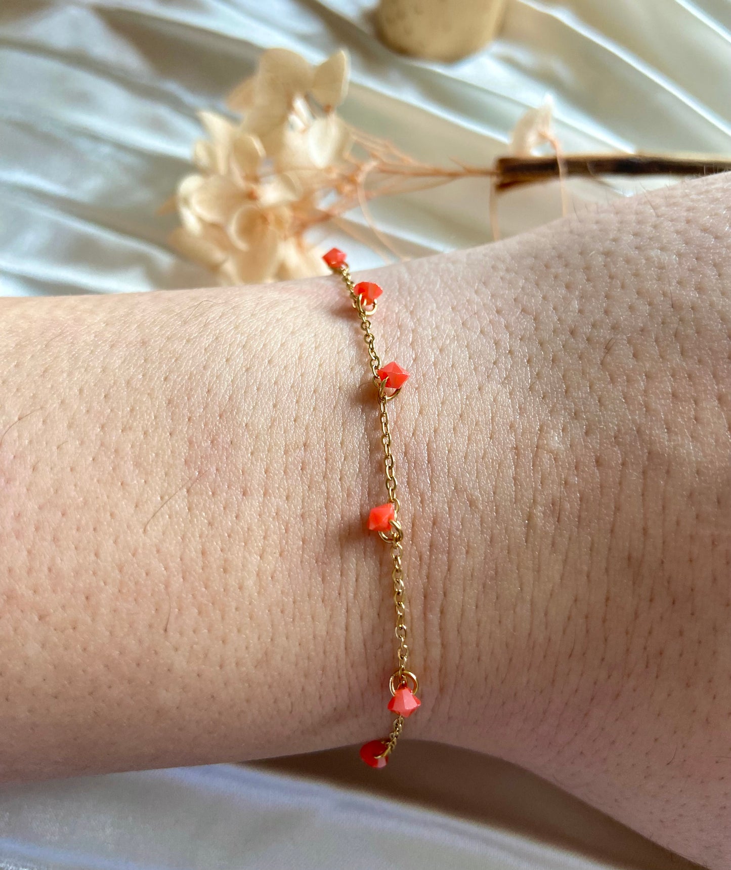 Lot de bracelets d’été Orange en Acier Inoxydable - Doré