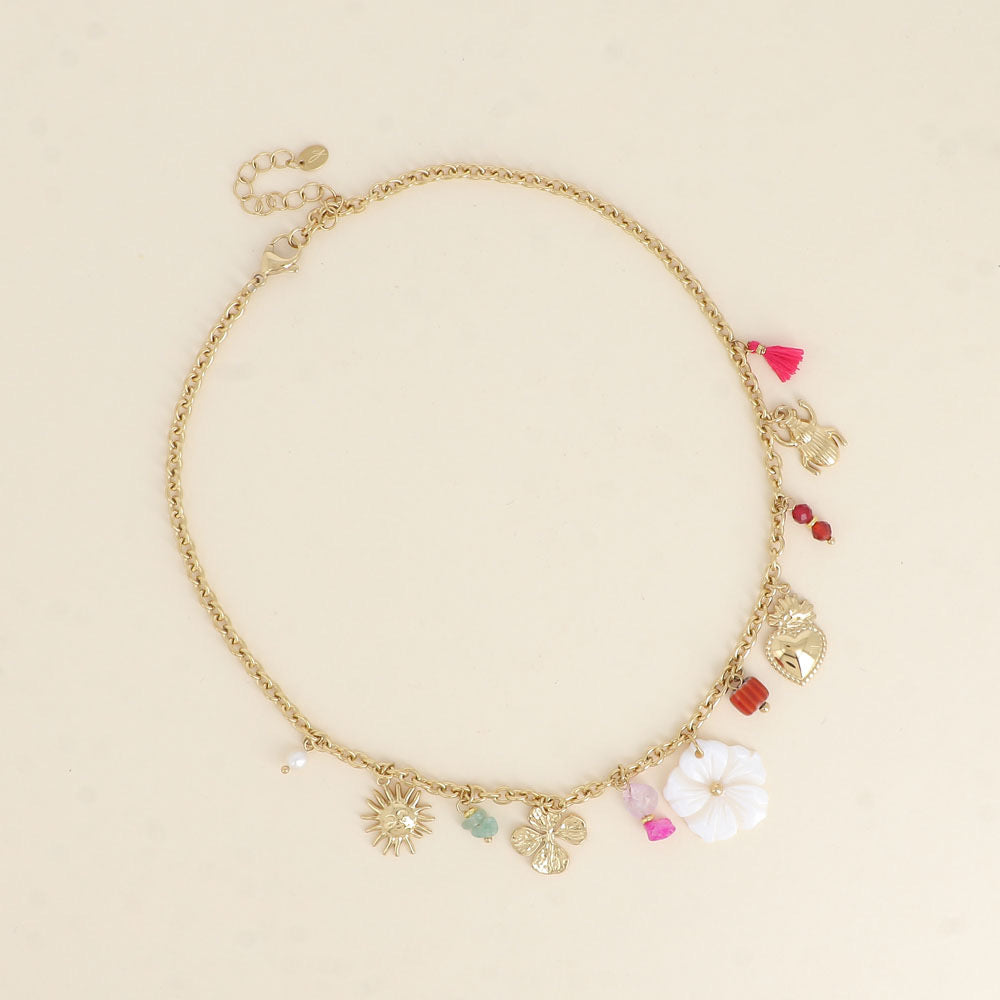 TAHITI - Collier à charms breloques en Acier Inoxydable