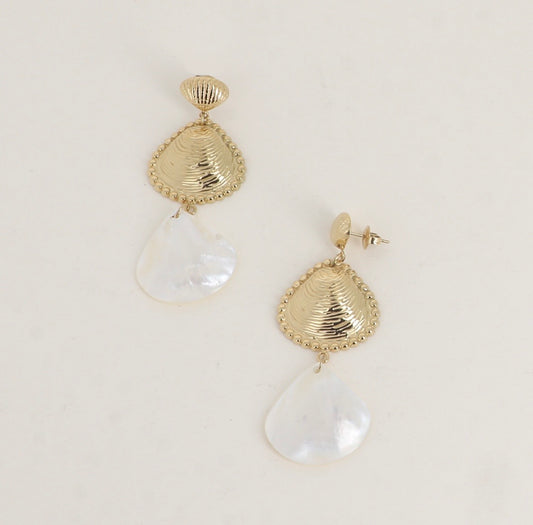 VAIANA - Boucles d’oreilles coquillage en Nacre et en Acier Inoxydable
