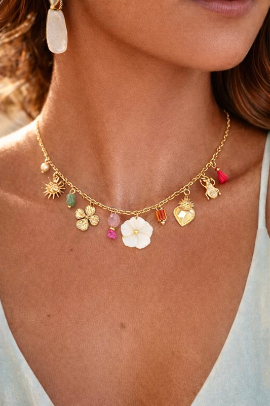 TAHITI - Collier à charms breloques en Acier Inoxydable