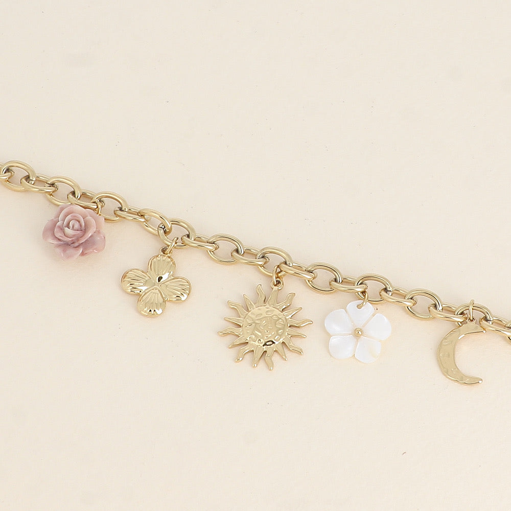 LILAS - Bracelet à charms breloques en Acier Inoxydable