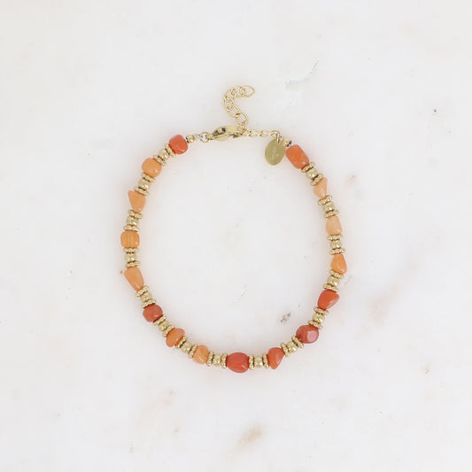 CLÉA - Bracelet en Pierre de Soleil et en Acier Inoxydable