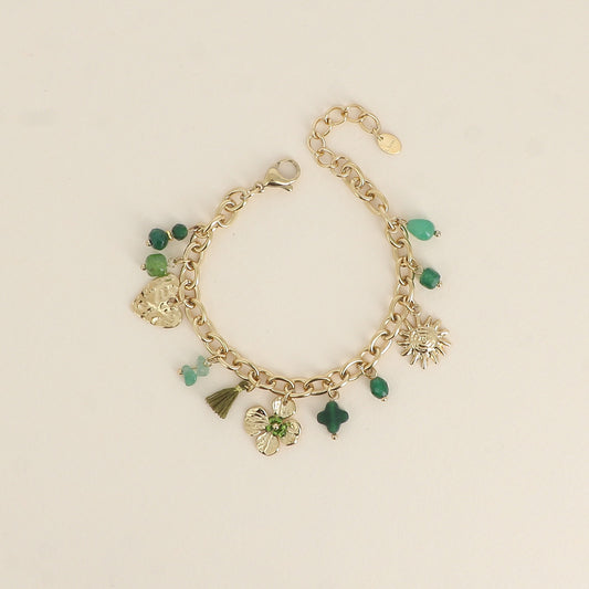 JASPE - Bracelets breloques et pierres vertes en Acier Inoxydable