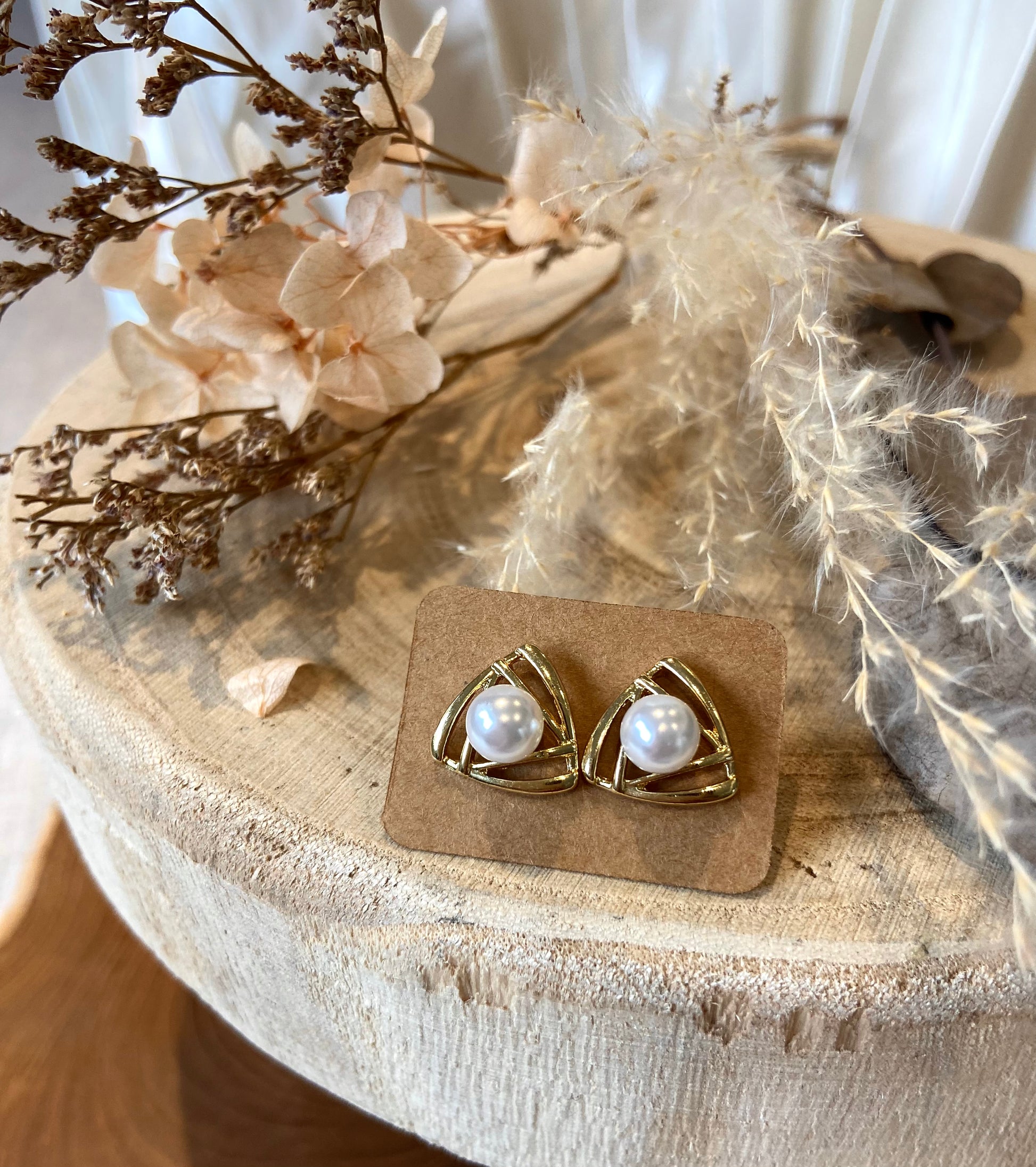Boucles d'Oreilles en Acier Inoxydable avec Perles 