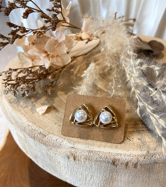 Boucles d'Oreilles en Acier Inoxydable avec Perles 