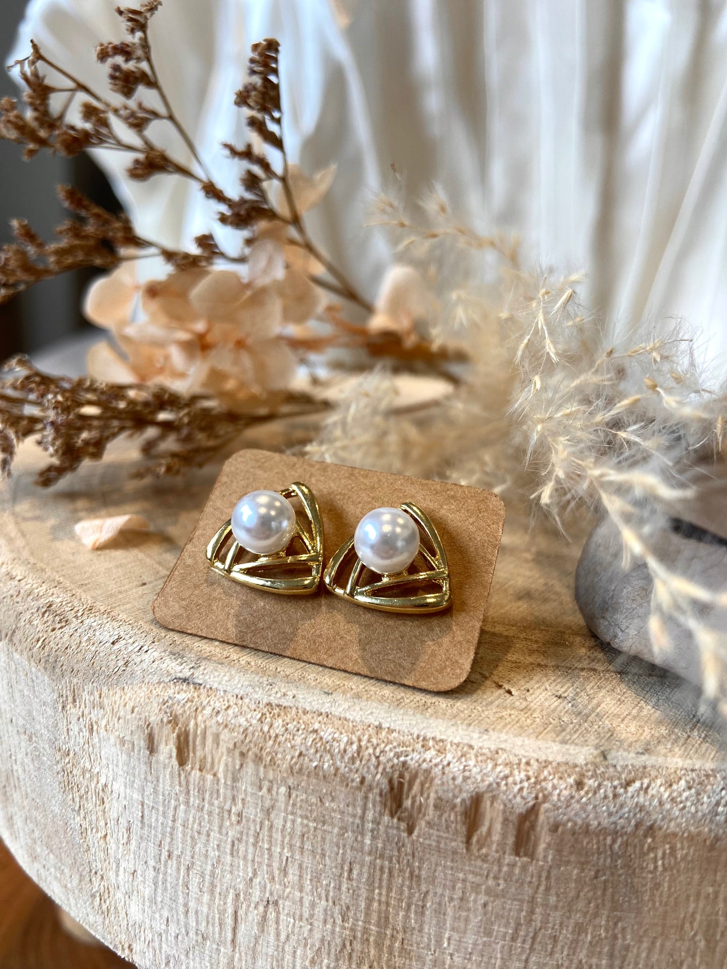 Boucles d'Oreilles en Acier Inoxydable avec Perles femme