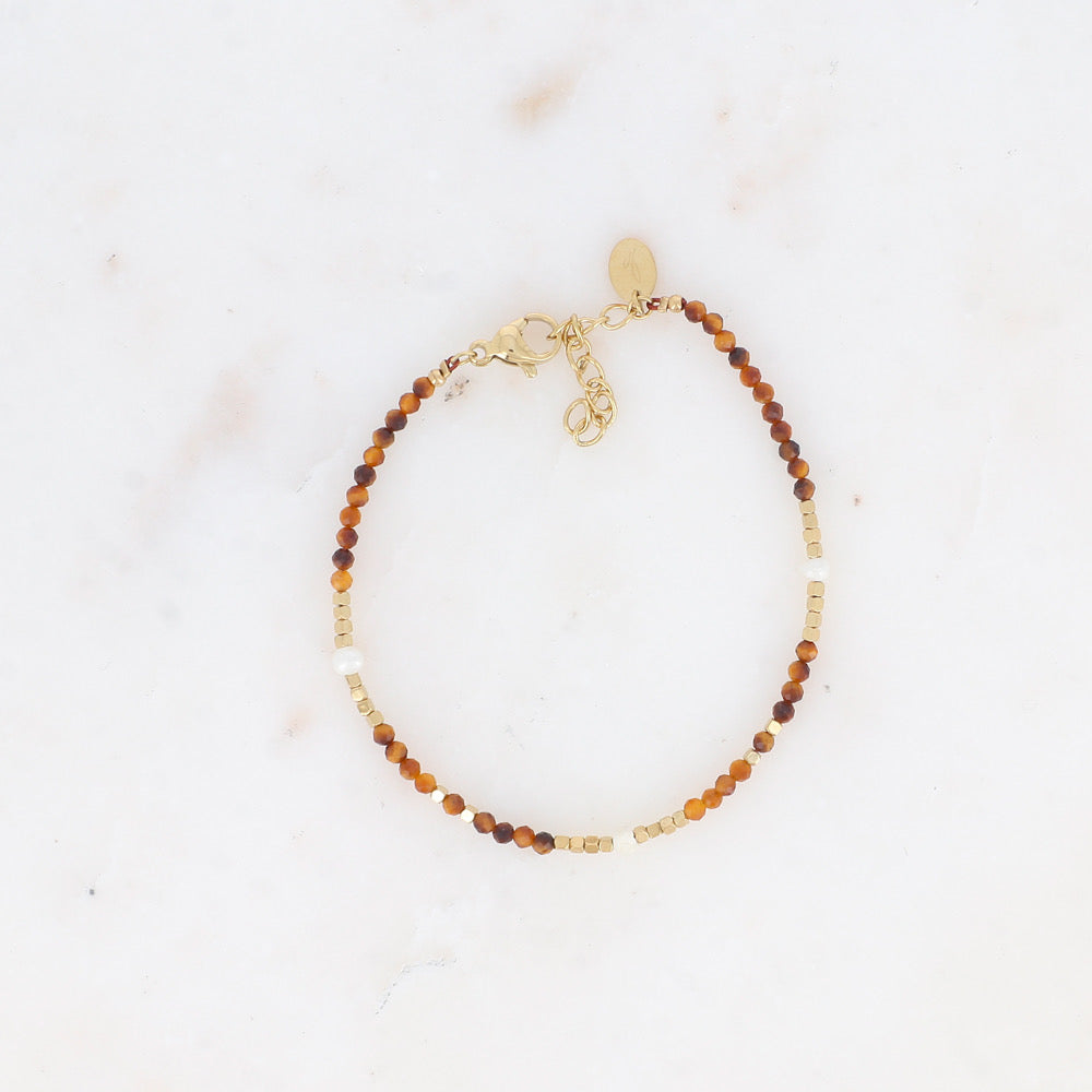 Bracelet en Acier Inoxydable avec pierres Œil de Tigre