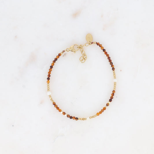 Bracelet en Acier Inoxydable avec pierres Œil de Tigre