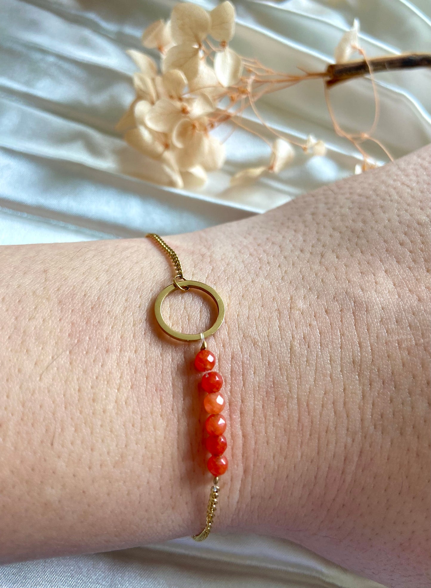 Maylina - Bracelet d’été  Pierre orange en Acier Inoxydable - Doré