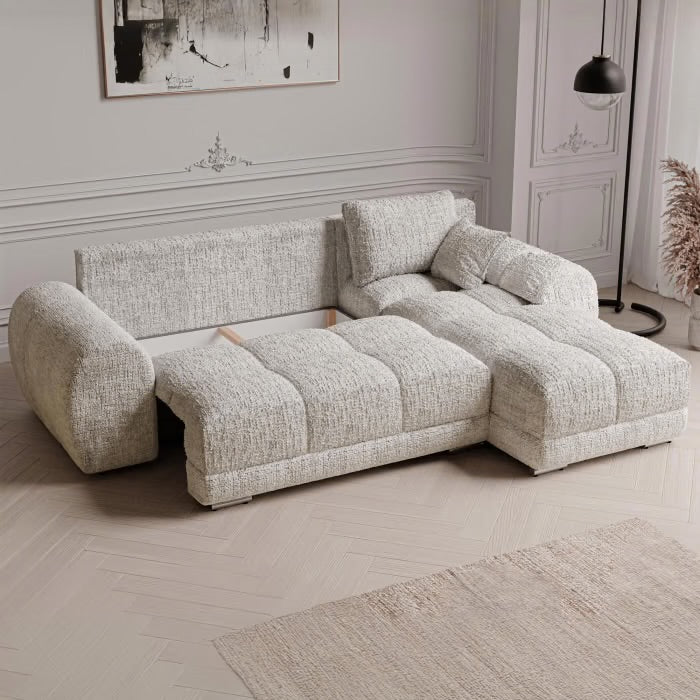 Canapé d’Angle Convertible Beige - SARA