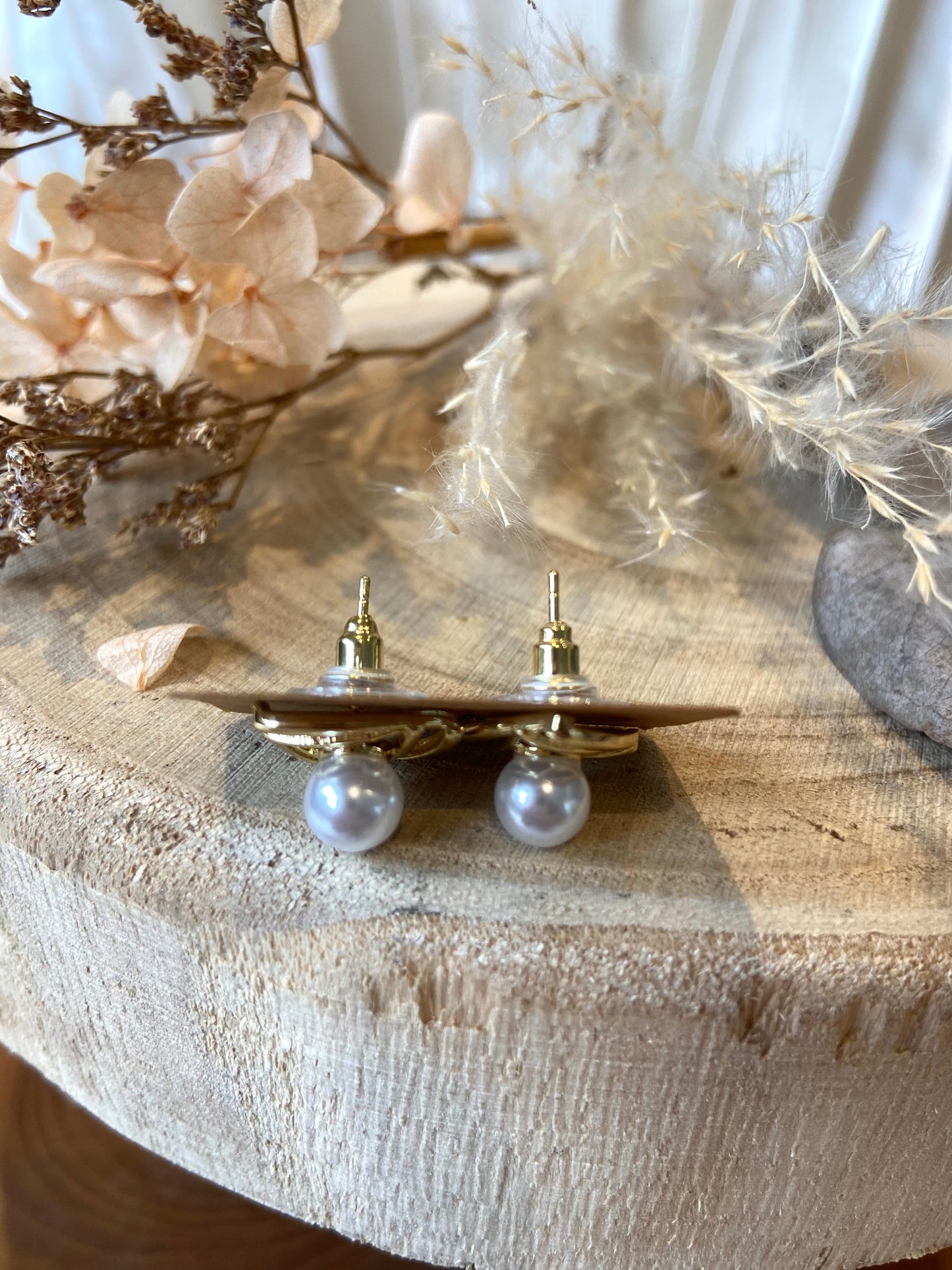 Bella-Boucles d’oreilles en Acier Inoxydable et ses perles ! - NuptiaLove