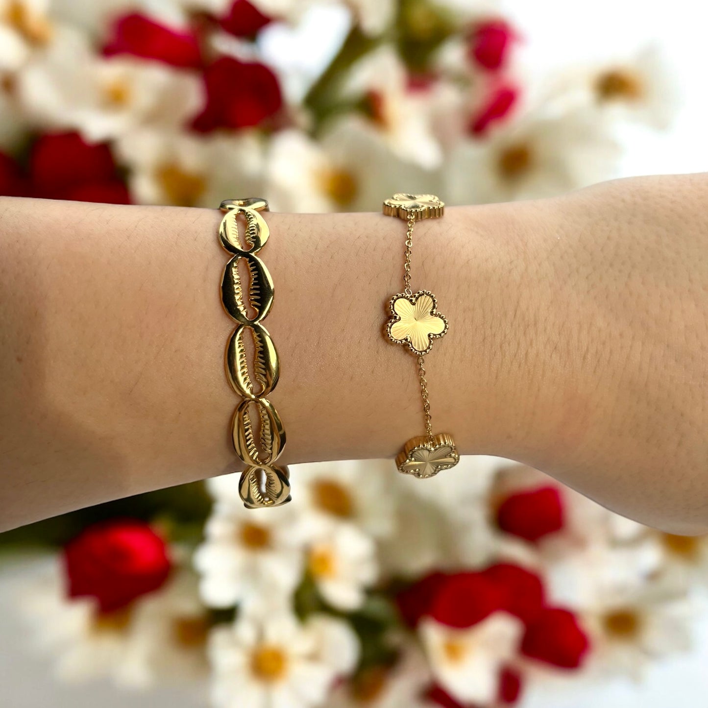 Freesia - Bracelet fleur en Acier Inoxydable